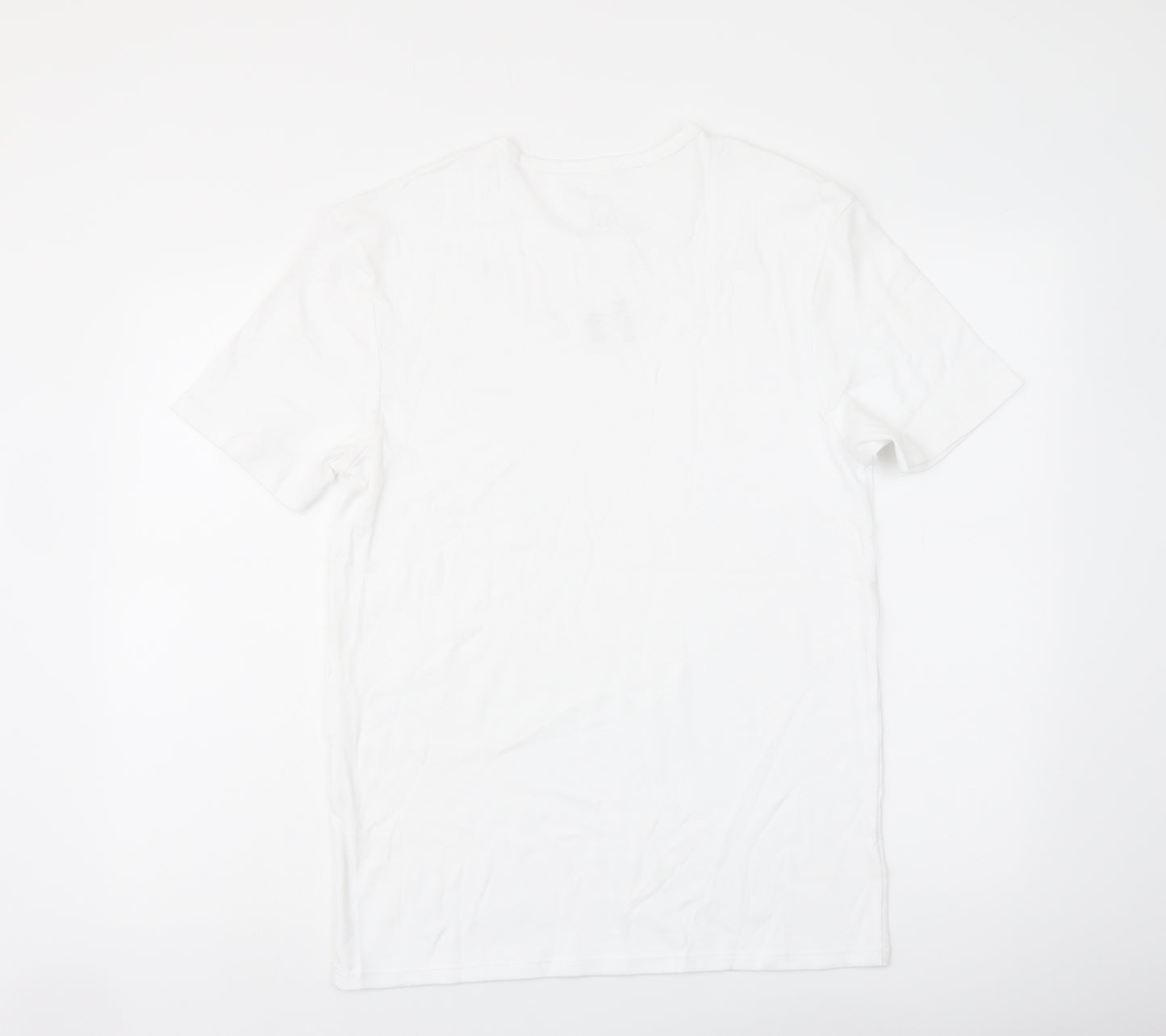 Marks and Spencer Mens White Cotton T-Shirt Size M Crew Neck