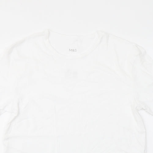 Marks and Spencer Mens White Cotton T-Shirt Size M Crew Neck