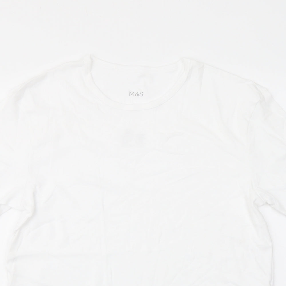 Marks and Spencer Mens White Cotton T-Shirt Size M Crew Neck
