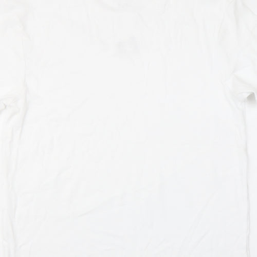 Marks and Spencer Mens White Cotton T-Shirt Size M Crew Neck