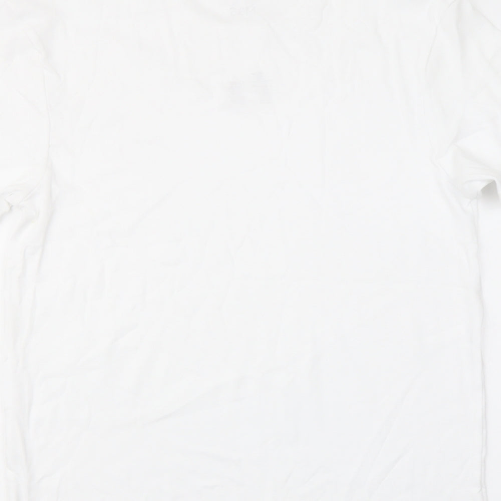 Marks and Spencer Mens White Cotton T-Shirt Size M Crew Neck