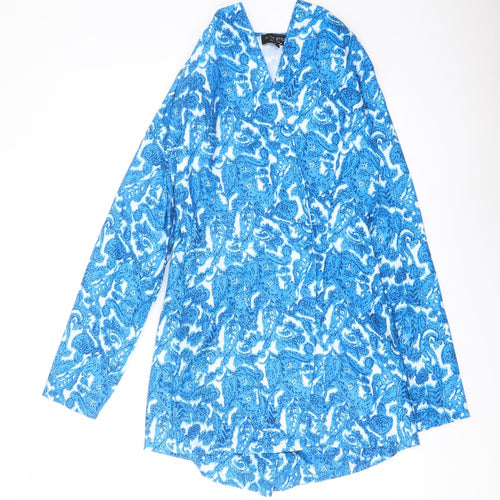 In the Style Womens Blue Geometric Polyester Playsuit One-Piece Size 10 Pullover