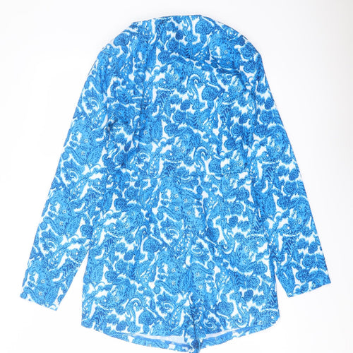 In the Style Womens Blue Geometric Polyester Playsuit One-Piece Size 10 Pullover
