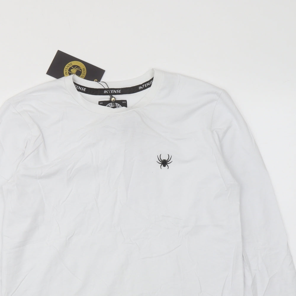 Intense Mens White Cotton T-Shirt Size S Crew Neck