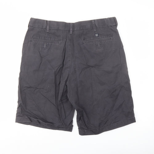 Marks and Spencer Mens Grey Cotton Chino Shorts Size 34 in L9 in Regular Button