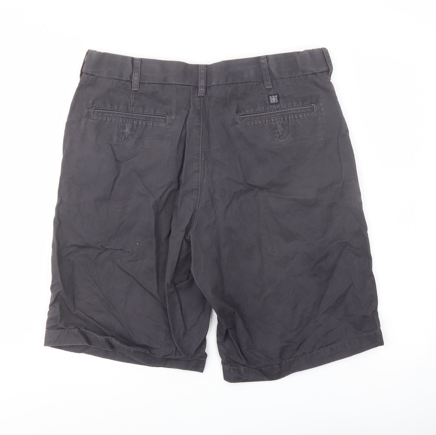 Marks and Spencer Mens Grey Cotton Chino Shorts Size 34 in L9 in Regular Button