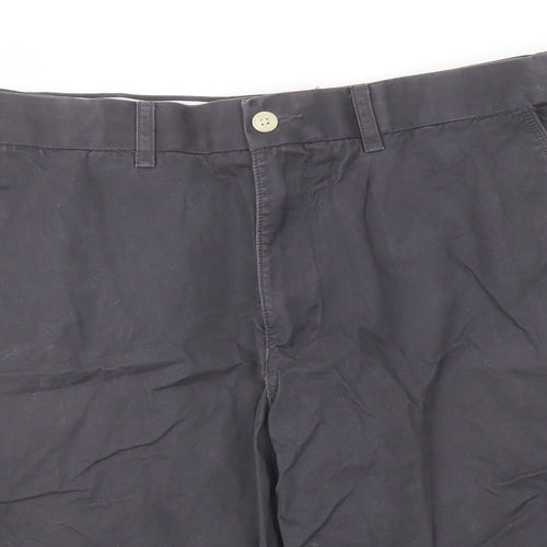 Marks and Spencer Mens Grey Cotton Chino Shorts Size 34 in L9 in Regular Button