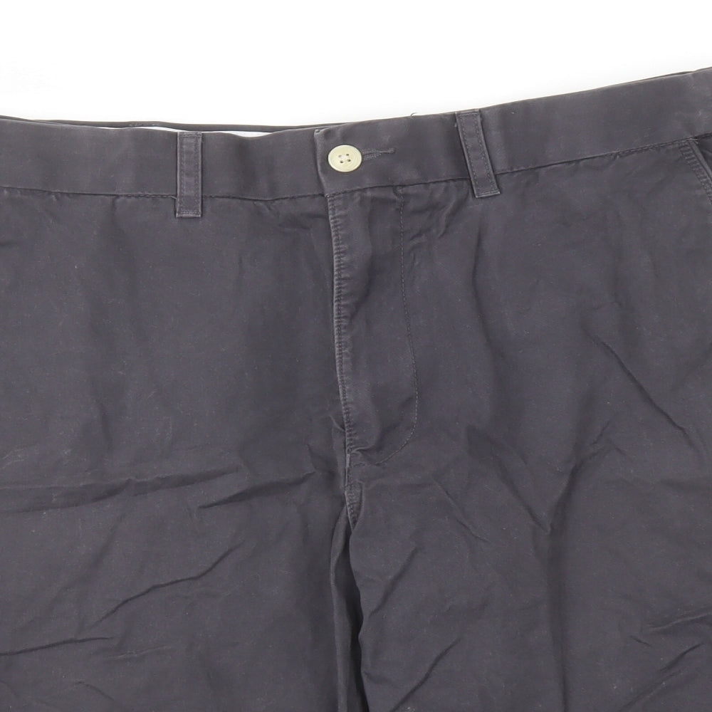 Marks and Spencer Mens Grey Cotton Chino Shorts Size 34 in L9 in Regular Button