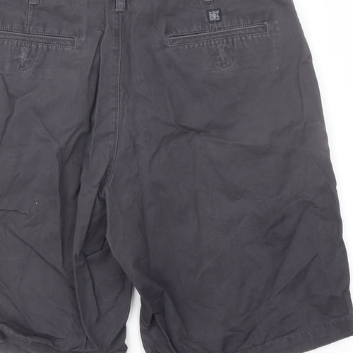 Marks and Spencer Mens Grey Cotton Chino Shorts Size 34 in L9 in Regular Button