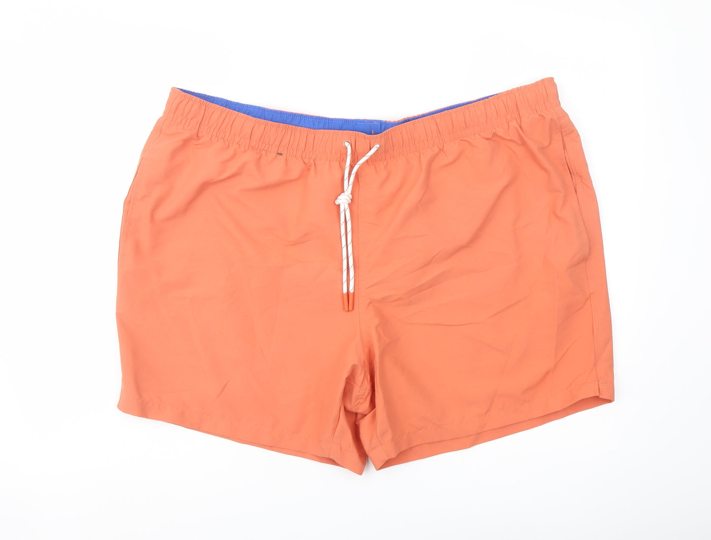 Marks and Spencer Mens Orange Polyester Sweat Shorts Size 2XL L6 in Regular Drawstring - Swim Shorts