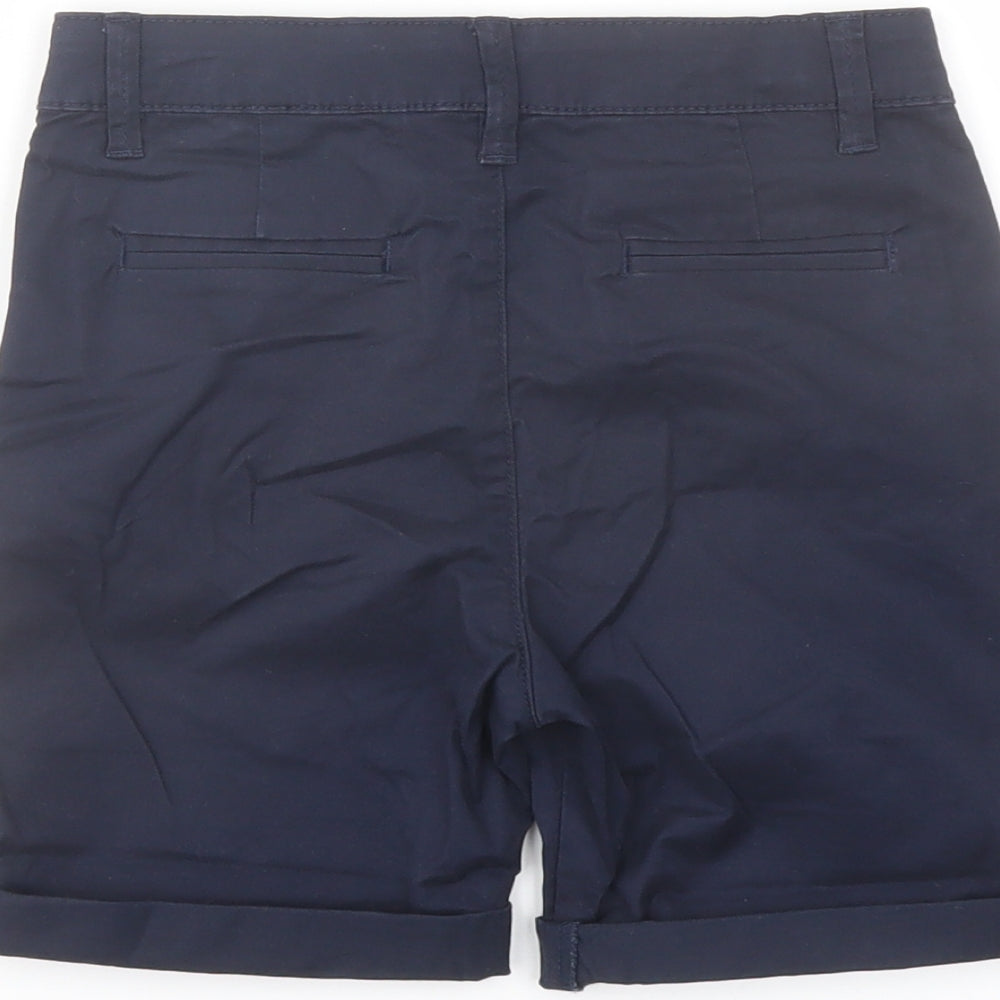 Marks and Spencer Boys Blue Cotton Chino Shorts Size 6-7 Years Regular Zip