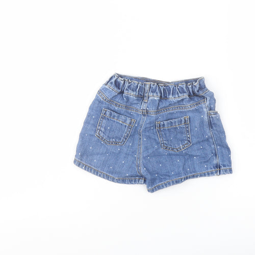 Marks and Spencer Girls Blue Polka Dot Cotton Hot Pants Shorts Size 2-3 Years Regular Zip