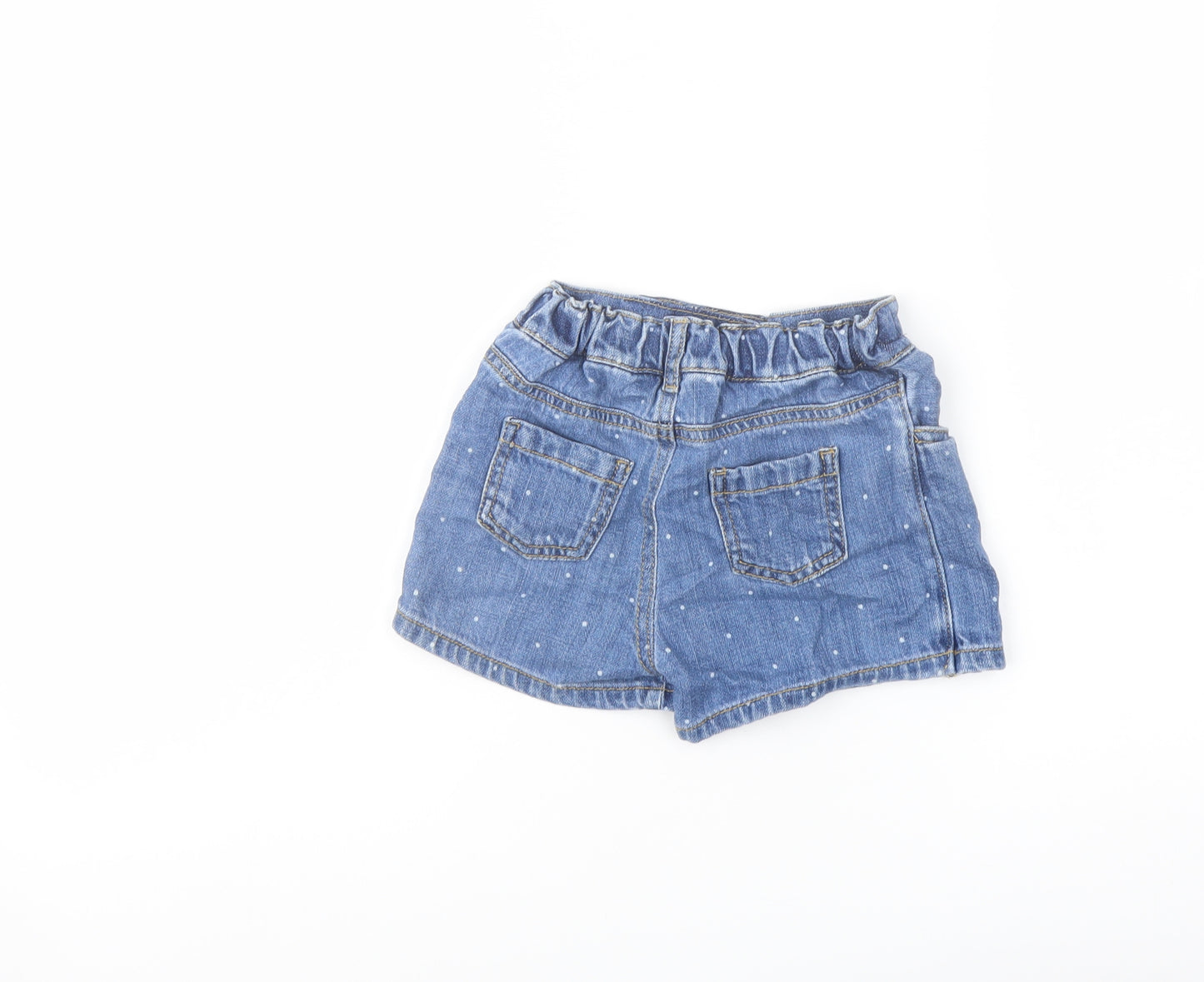 Marks and Spencer Girls Blue Polka Dot Cotton Hot Pants Shorts Size 2-3 Years Regular Zip
