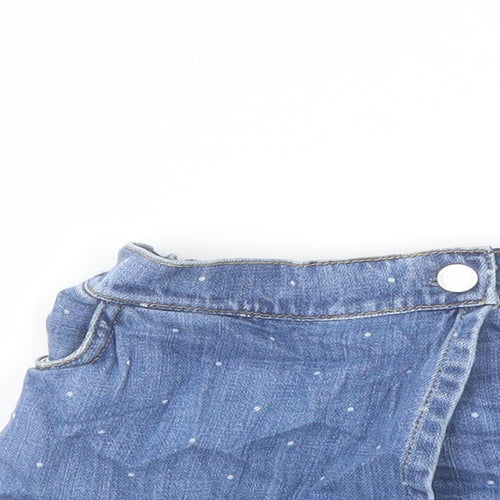 Marks and Spencer Girls Blue Polka Dot Cotton Hot Pants Shorts Size 2-3 Years Regular Zip