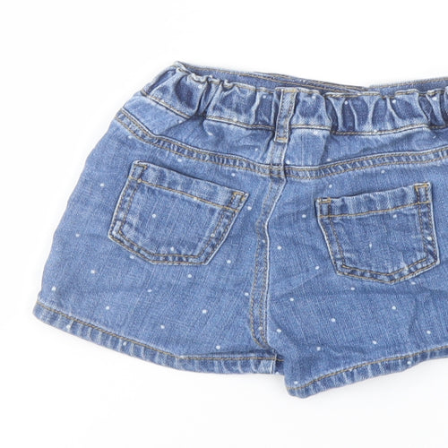 Marks and Spencer Girls Blue Polka Dot Cotton Hot Pants Shorts Size 2-3 Years Regular Zip