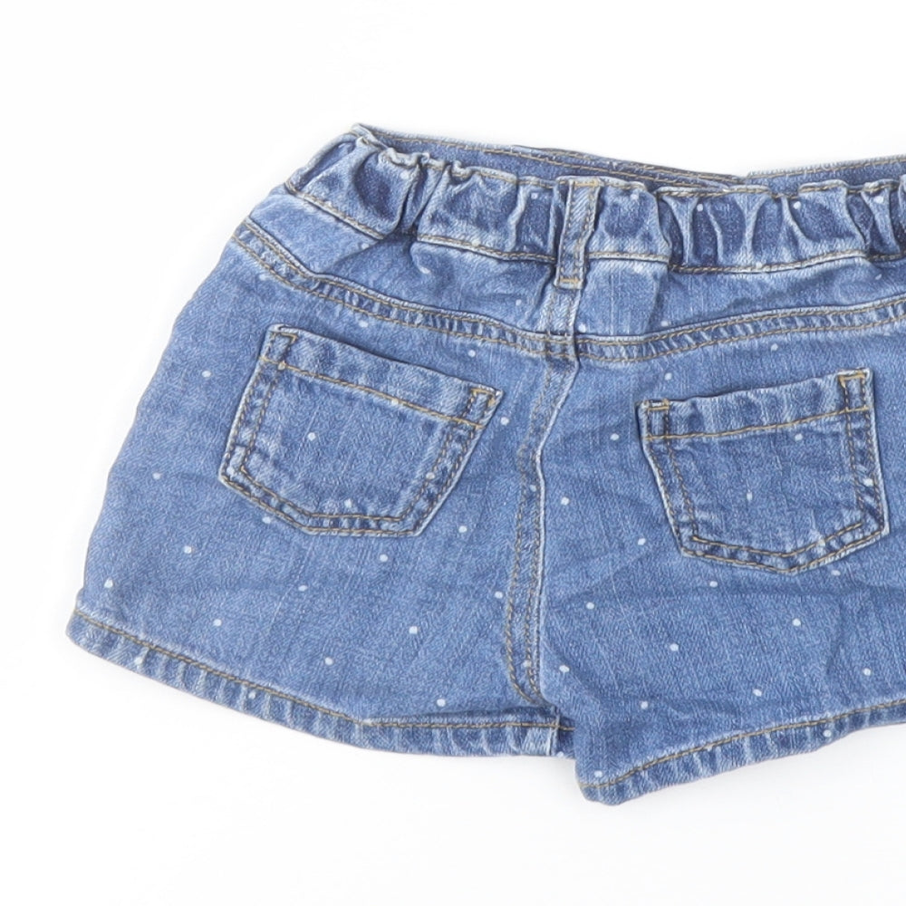 Marks and Spencer Girls Blue Polka Dot Cotton Hot Pants Shorts Size 2-3 Years Regular Zip