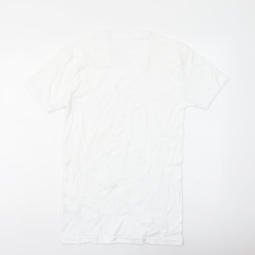 Marks and Spencer Mens White Cotton T-Shirt Size S V-Neck