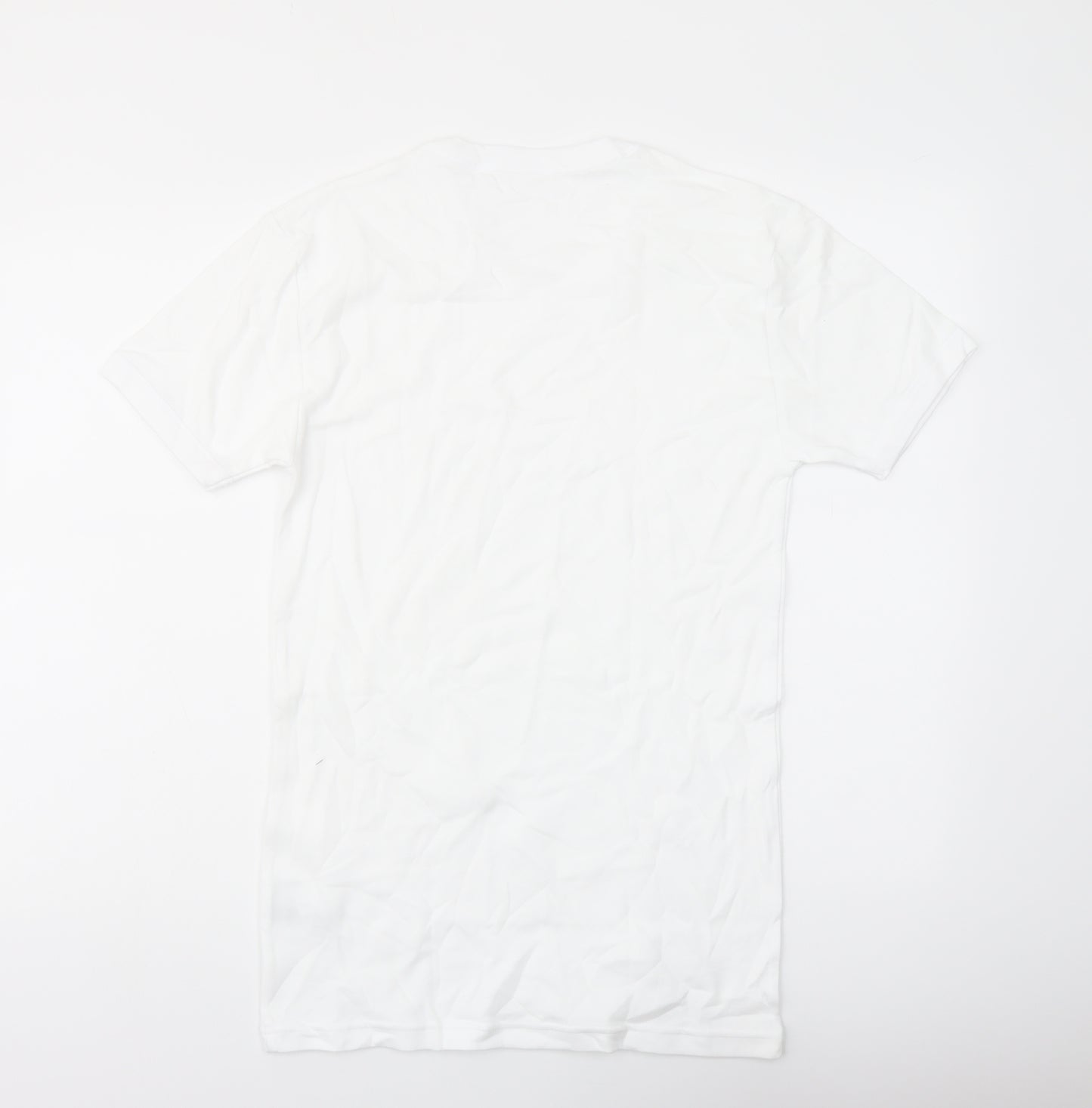 Marks and Spencer Mens White Cotton T-Shirt Size S V-Neck