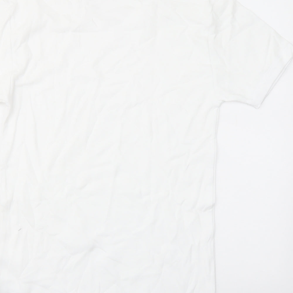 Marks and Spencer Mens White Cotton T-Shirt Size S V-Neck