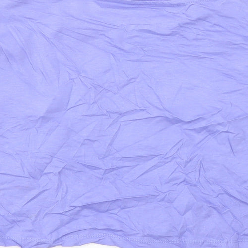 Marks and Spencer Girls Purple Cotton Cropped T-Shirt Size 7-8 Years Crew Neck Pullover