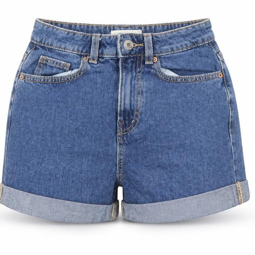 Denim & Co. Womens Blue Cotton Mom Shorts Size 4 L3 in Regular Button
