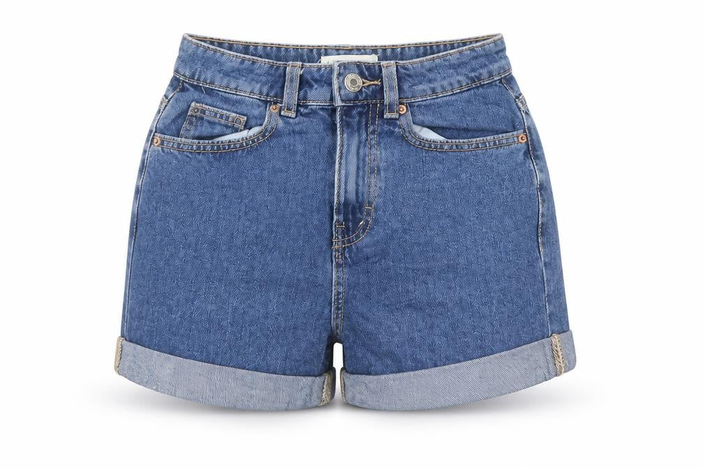 Denim & Co. Womens Blue Cotton Mom Shorts Size 4 L3 in Regular Button
