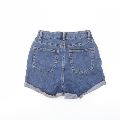 Denim & Co. Womens Blue Cotton Mom Shorts Size 4 L3 in Regular Button