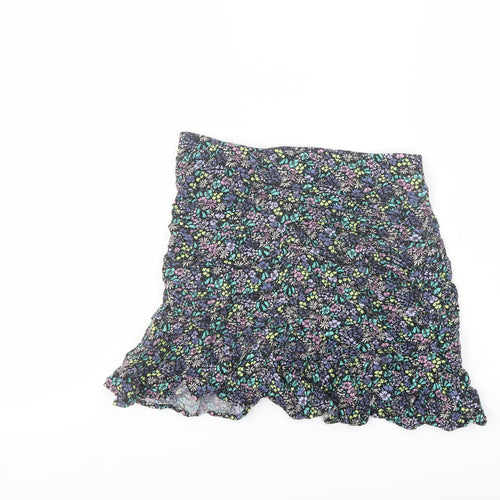 Marks and Spencer Girls Multicoloured Floral Viscose Flare Skirt Size 12-13 Years Regular Zip