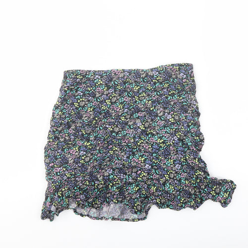 Marks and Spencer Girls Multicoloured Floral Viscose Flare Skirt Size 12-13 Years Regular Zip