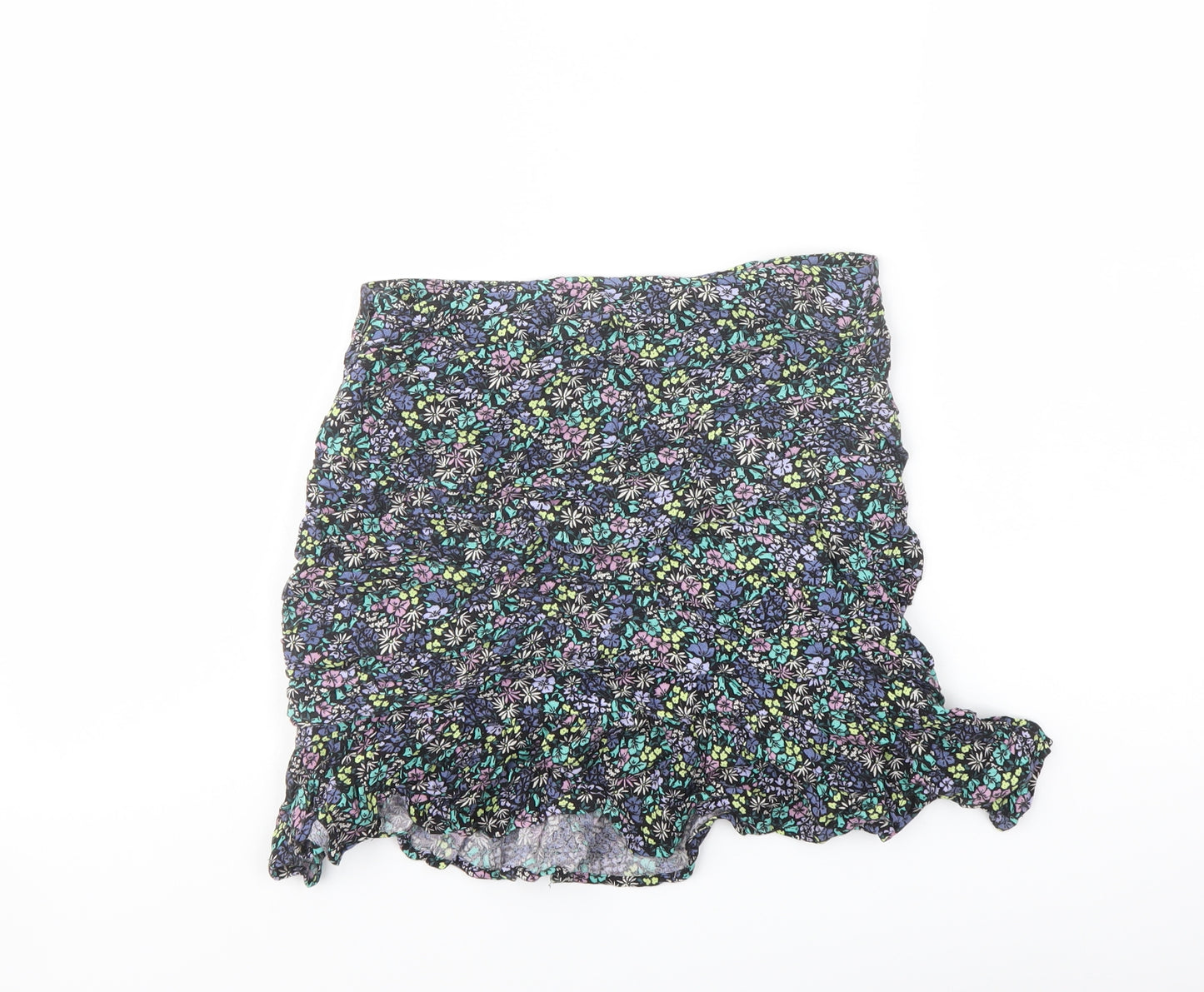 Marks and Spencer Girls Multicoloured Floral Viscose Flare Skirt Size 12-13 Years Regular Zip