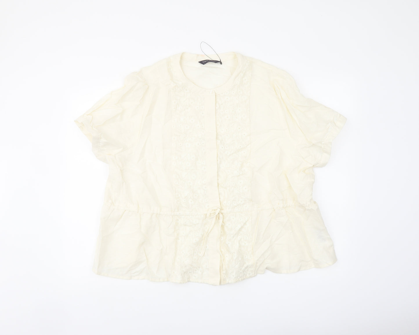 Marks and Spencer Womens Ivory Cotton Basic Blouse Size 22 Round Neck