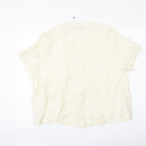 Marks and Spencer Womens Ivory Cotton Basic Blouse Size 22 Round Neck