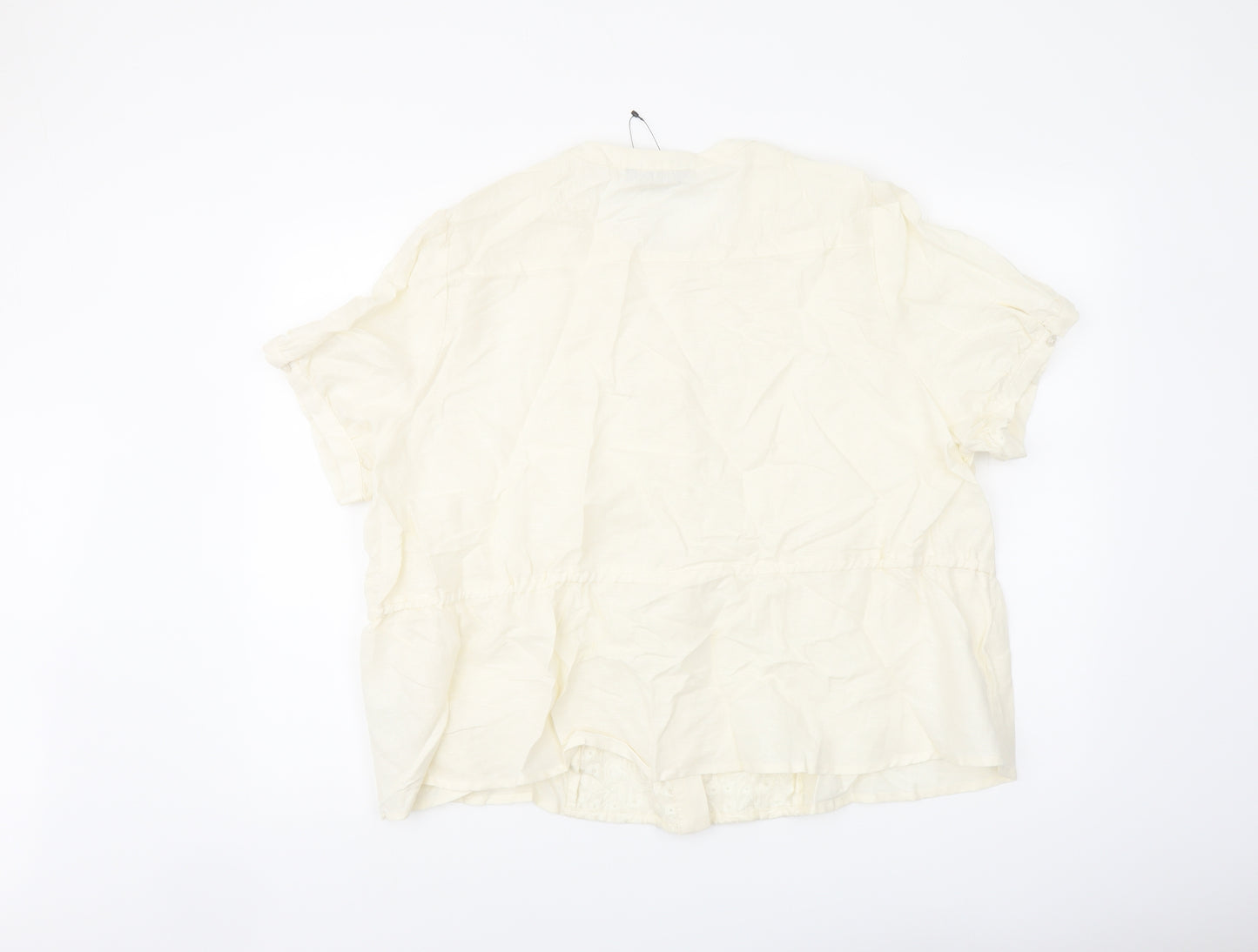 Marks and Spencer Womens Ivory Cotton Basic Blouse Size 22 Round Neck