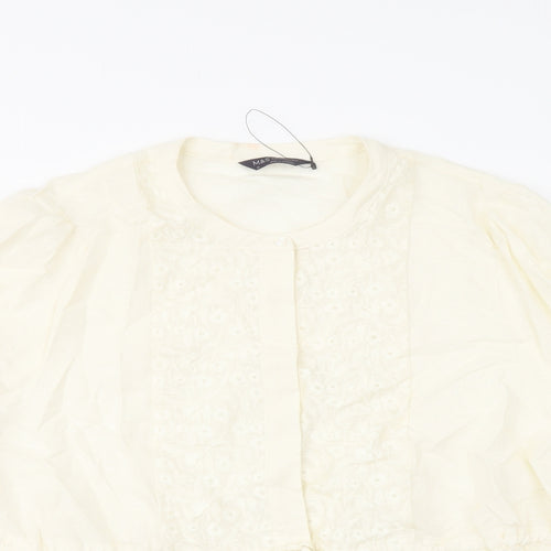 Marks and Spencer Womens Ivory Cotton Basic Blouse Size 22 Round Neck