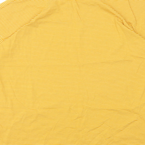 Warehouse Womens Yellow Striped Cotton Basic T-Shirt Size 16 Round Neck