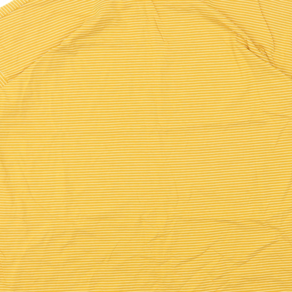 Warehouse Womens Yellow Striped Cotton Basic T-Shirt Size 16 Round Neck