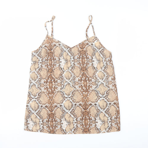 Marks and Spencer Womens Beige Animal Print Polyester Camisole Tank Size 8 Sweetheart