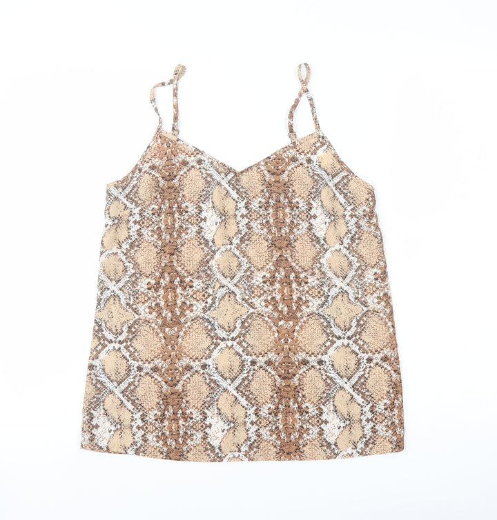 Marks and Spencer Womens Beige Animal Print Polyester Camisole Tank Size 8 Sweetheart