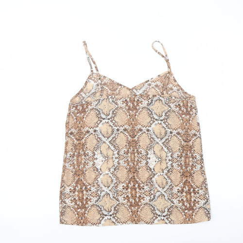 Marks and Spencer Womens Beige Animal Print Polyester Camisole Tank Size 8 Sweetheart