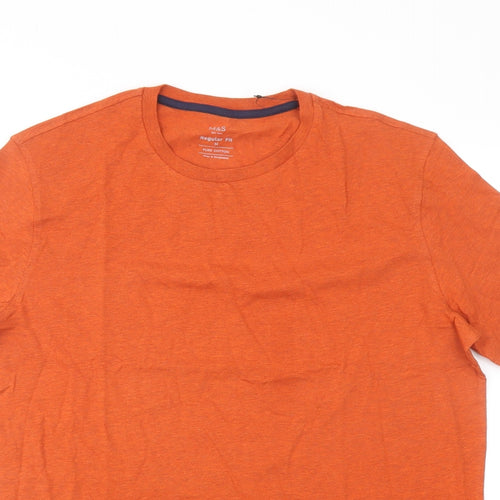 Marks and Spencer Mens Red Cotton T-Shirt Size M Crew Neck