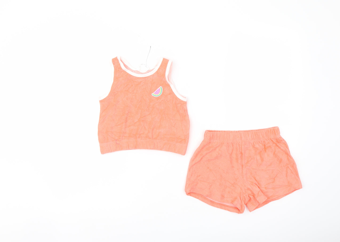 Marks and Spencer Girls Orange Cotton Shorts Outfit/Set Size 5-6 Years Pullover