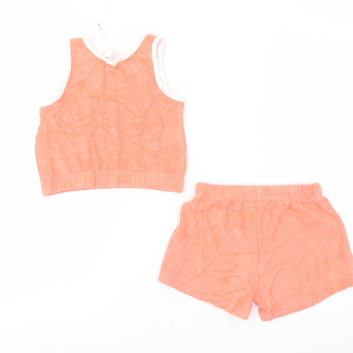 Marks and Spencer Girls Orange Cotton Shorts Outfit/Set Size 5-6 Years Pullover