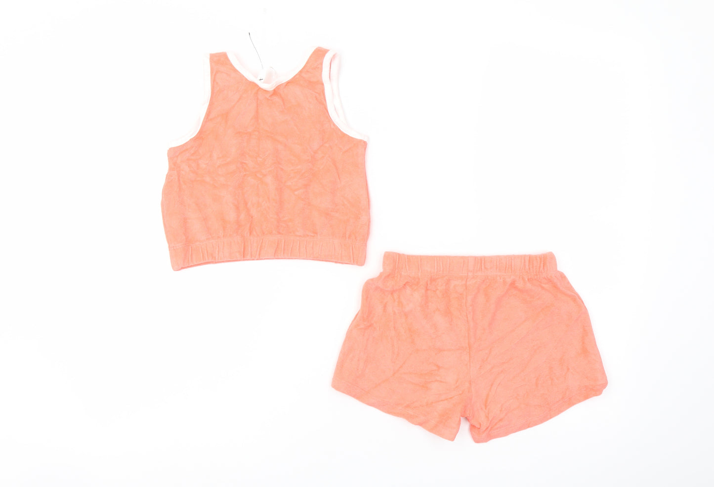 Marks and Spencer Girls Orange Cotton Shorts Outfit/Set Size 5-6 Years Pullover