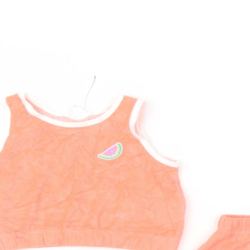 Marks and Spencer Girls Orange Cotton Shorts Outfit/Set Size 5-6 Years Pullover