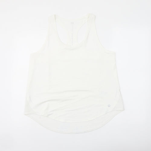 GOODMOVE Womens White Polyester Basic Tank Size 16 Scoop Neck Pullover