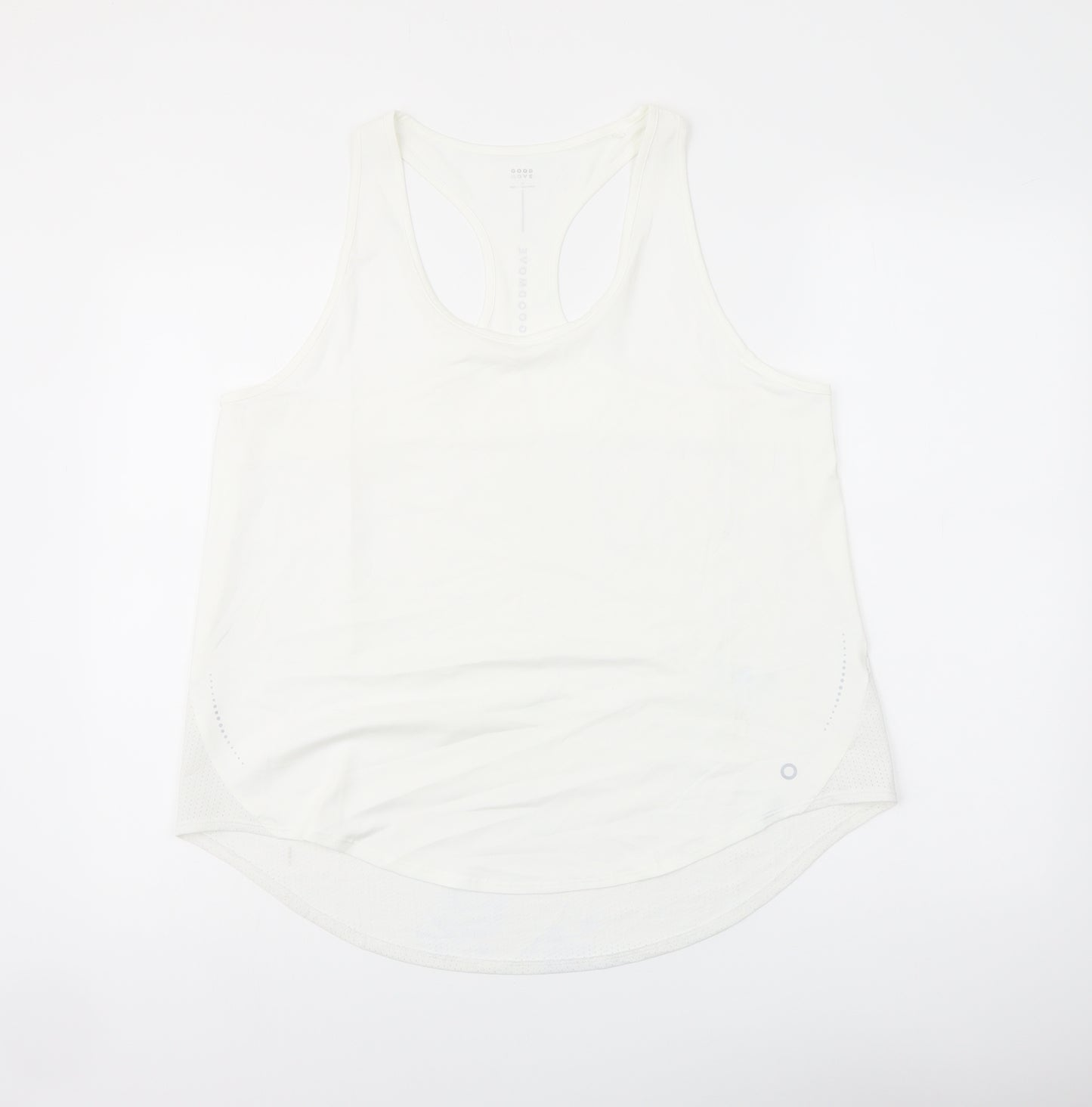 GOODMOVE Womens White Polyester Basic Tank Size 16 Scoop Neck Pullover