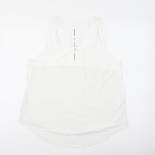 GOODMOVE Womens White Polyester Basic Tank Size 16 Scoop Neck Pullover