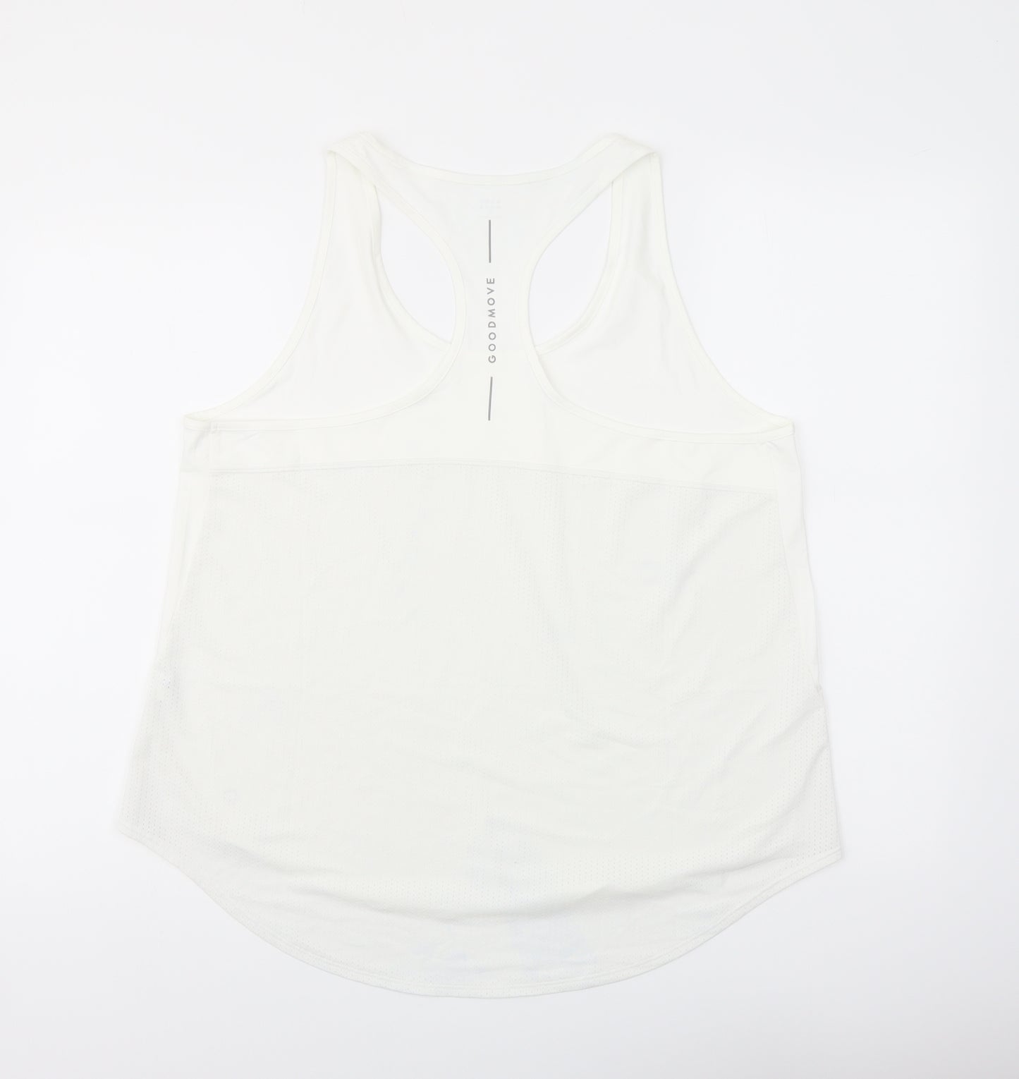 GOODMOVE Womens White Polyester Basic Tank Size 16 Scoop Neck Pullover