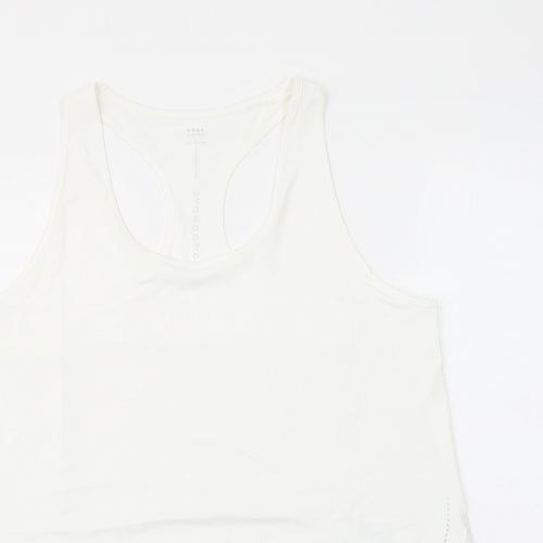GOODMOVE Womens White Polyester Basic Tank Size 16 Scoop Neck Pullover