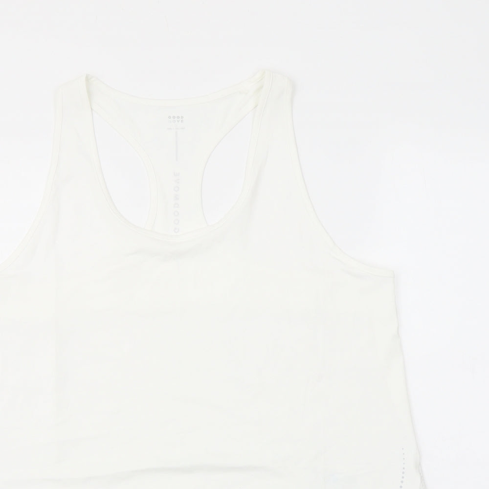GOODMOVE Womens White Polyester Basic Tank Size 16 Scoop Neck Pullover